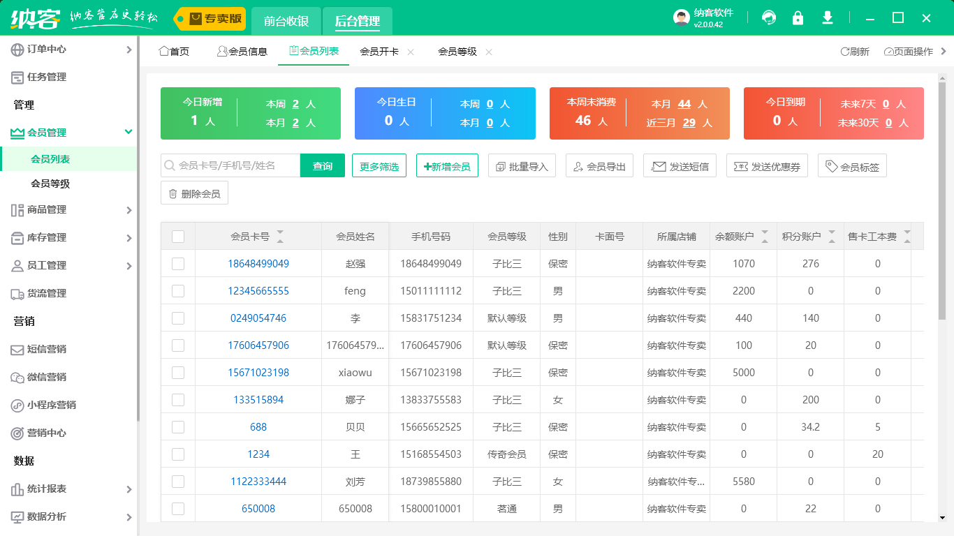 会员管理系统数据库